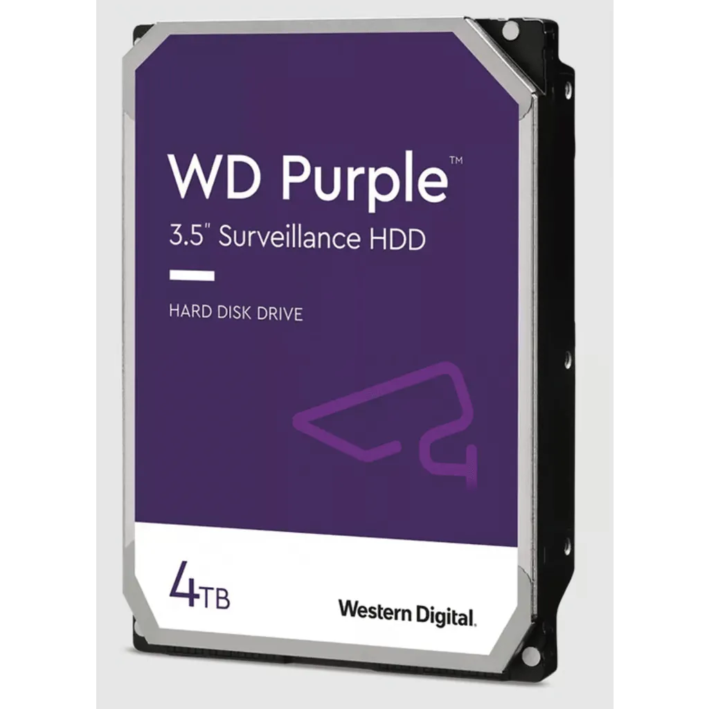 Disco Duro WD Purple Surveillance / 4TB / SATA 6Gb/s / 3.5" / Tecnología AllFrame / 180TB año Workload / Soporte 64 Cámaras HD / 16 Bays / Componentes Anti-Corrosión / 3 Años Garantía