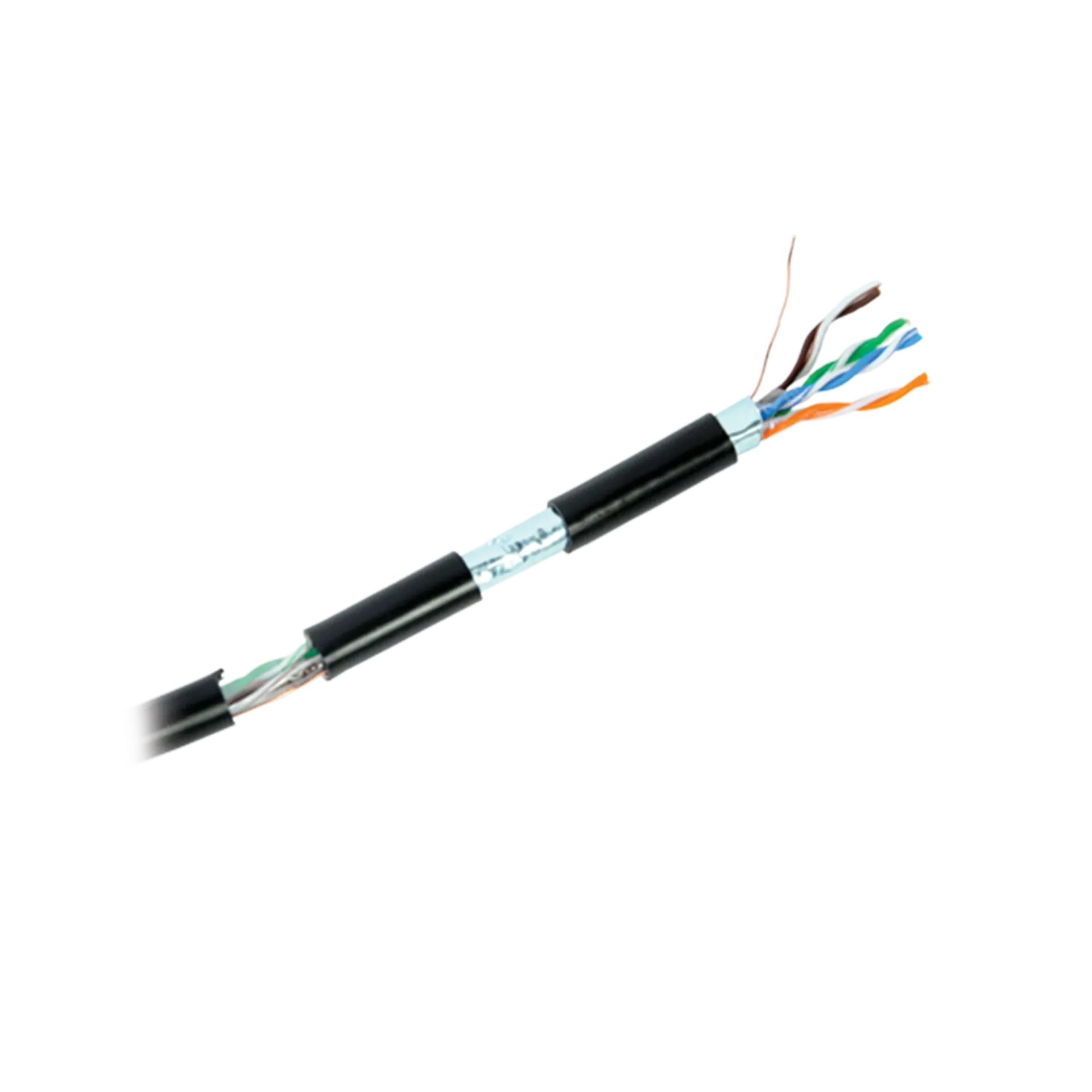 Bobina de cable de 152 m, Cat5e, FTP, blindado, para intemperie, color negro, UL, color negro, para aplicaciones en video vigilancia, redes de datos.